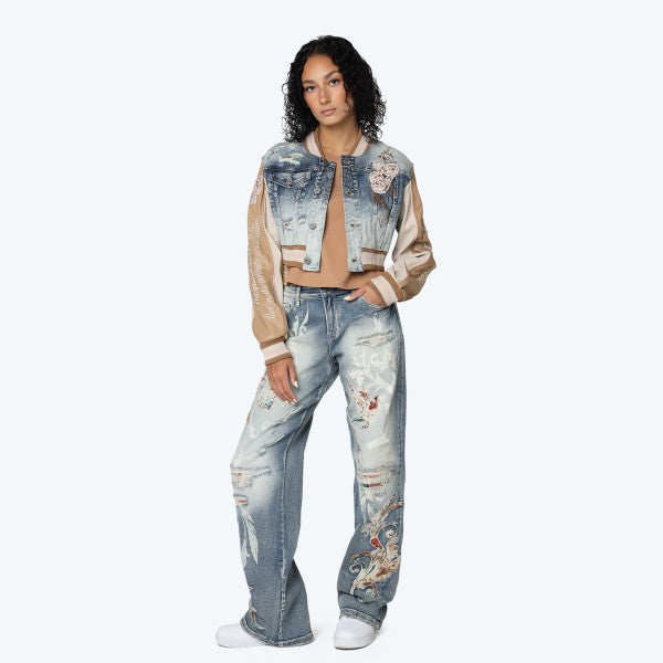 VARSITY DENIM EMBROIDERY SET